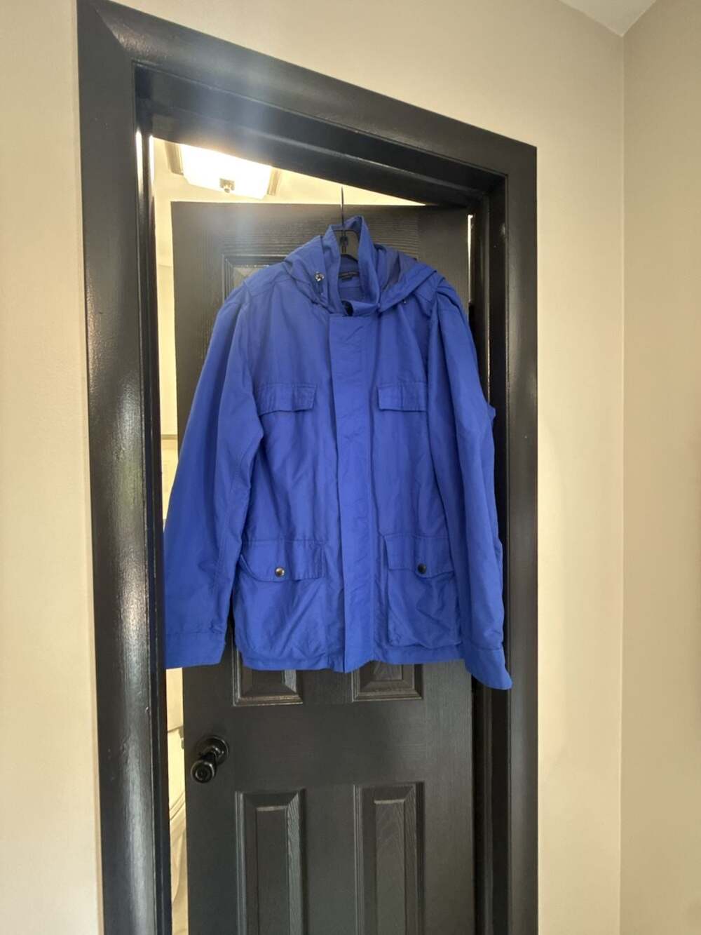 Lands' End Men's Hooded Field Jacket Blue Size L 42-44
